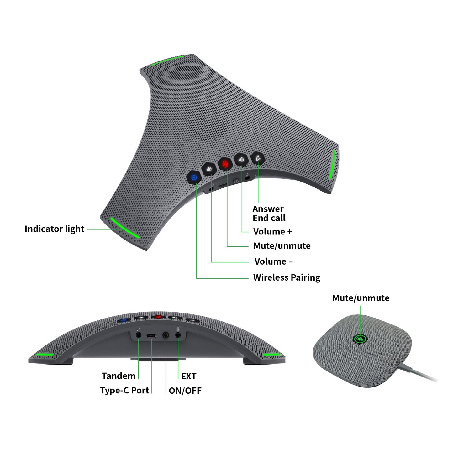 Wireless Daisy Chain Omnidirectional Microphone Speaker for Conference Meeting